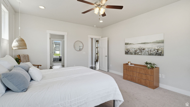 111 East Silver Oak Road Vineyard, UT 84059 - Photo 18 of 50 Spacious room with light neutral wall tones, recessed lighting, and a ceiling fan