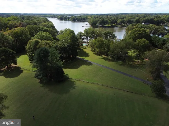 a view of a field with an trees