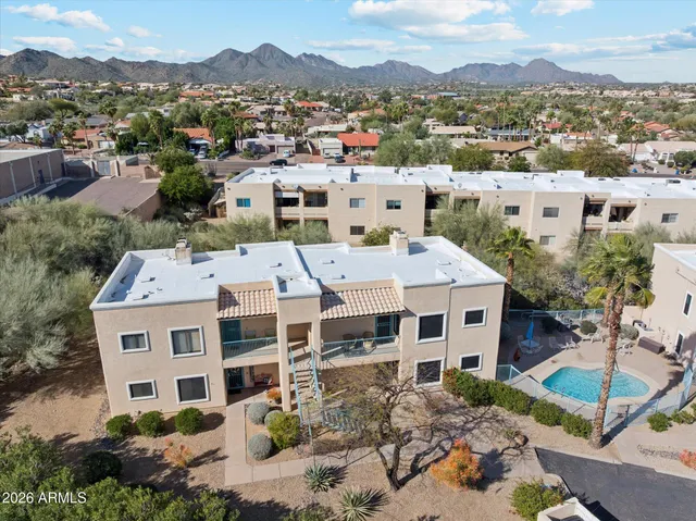 a view of a city in front of house
