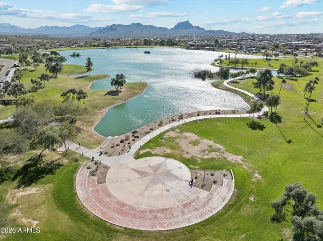 a view of a lake with a mountain
