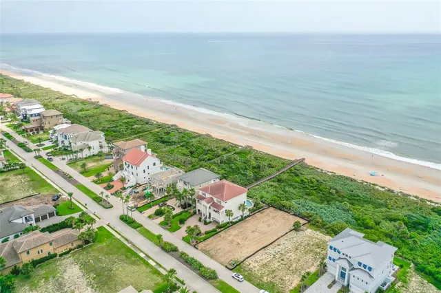 a garden view with a seating space