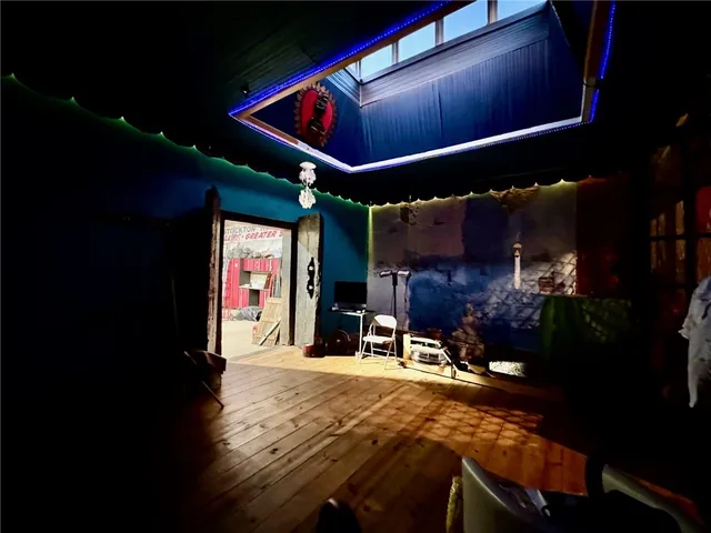 a storage room with furniture