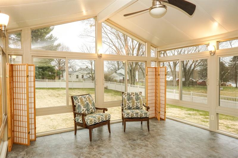 223 East Union Road Cheswick, PA 15024 - Photo 10 of 25 THE BEST PART OF THE HOME!!! Light & Bright, this 15x15 spacious 4 Seasons room has Heat and AC, not to mention 3 walls of windows that can be opened to enjoy a fresh breeze with a ceiling light/fan combo.