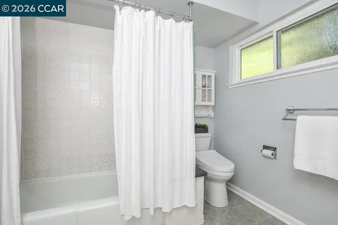 a bedroom with a large bed and a potted plant