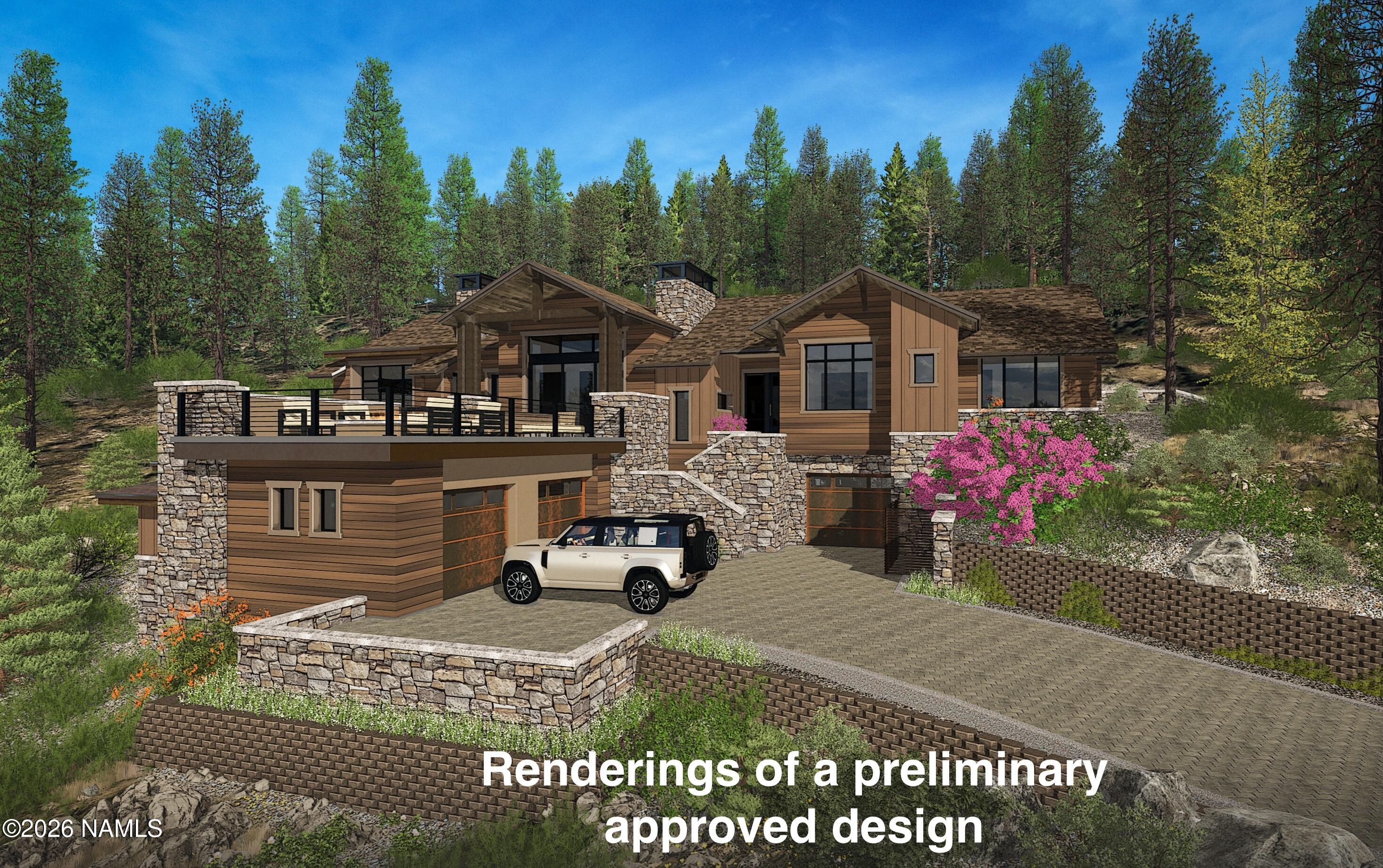 4655 Snaffle Bit Flagstaff, AZ 86005 - Photo 4 of 26 a view of a house with a garden and pathway