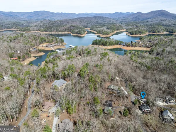 a view of a lake with a mountain