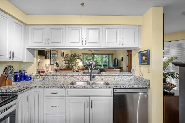 a kitchen with stainless steel appliances granite countertop a sink and cabinets