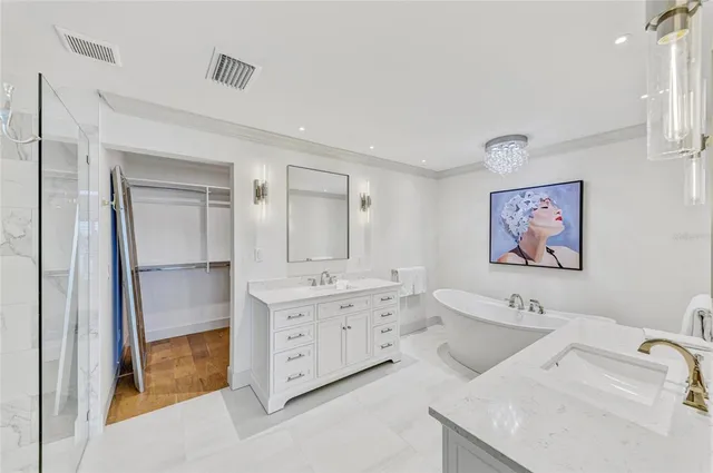 a view of a yard and swimming pool