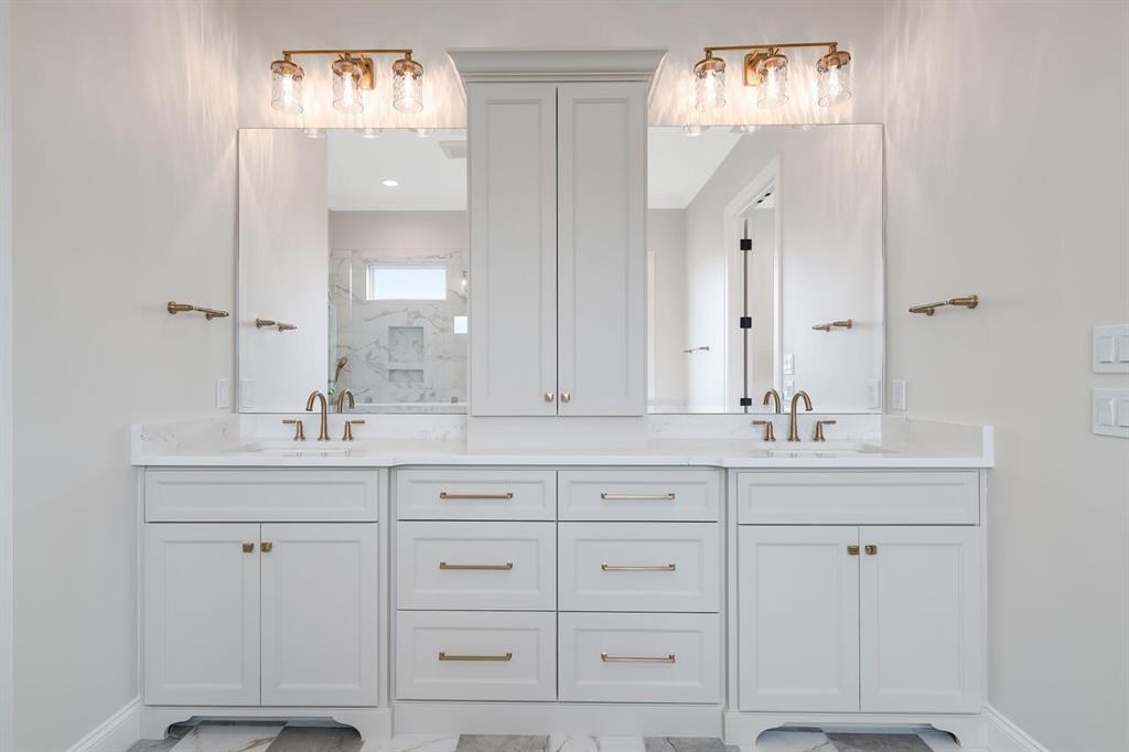 8005 Bee Cave Road China Spring, TX 76633 - Photo 28 of 40 Full bathroom with a marble finish shower and double vanity