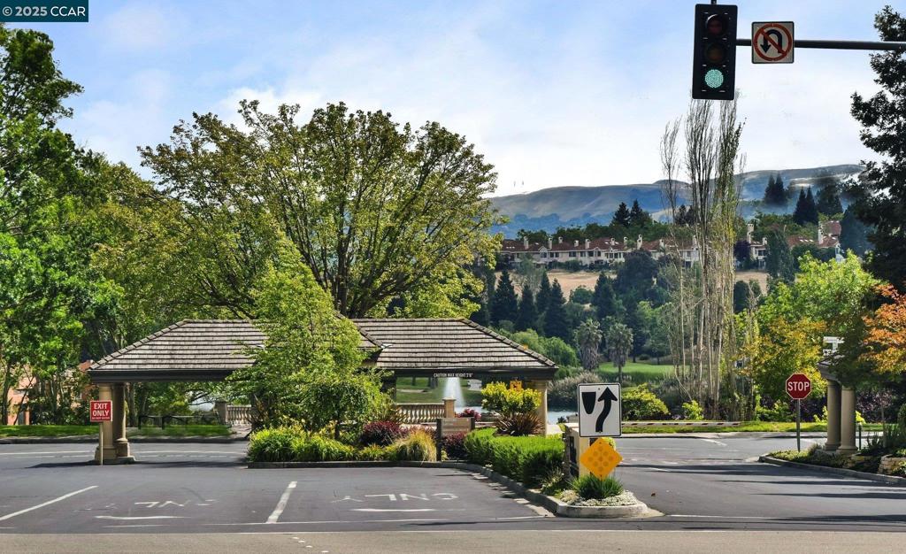 a view of a street with houses