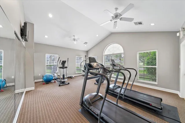 a view of a room with gym equipment