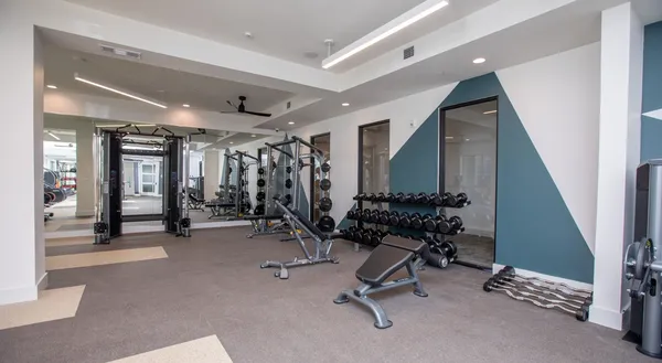 a view of a room with gym equipment