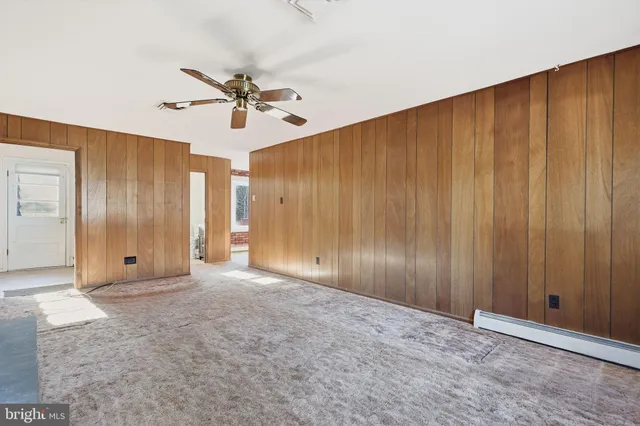 a view of a big room with carpet