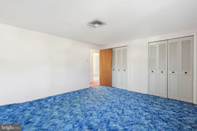 a view of a big room with closet and windows