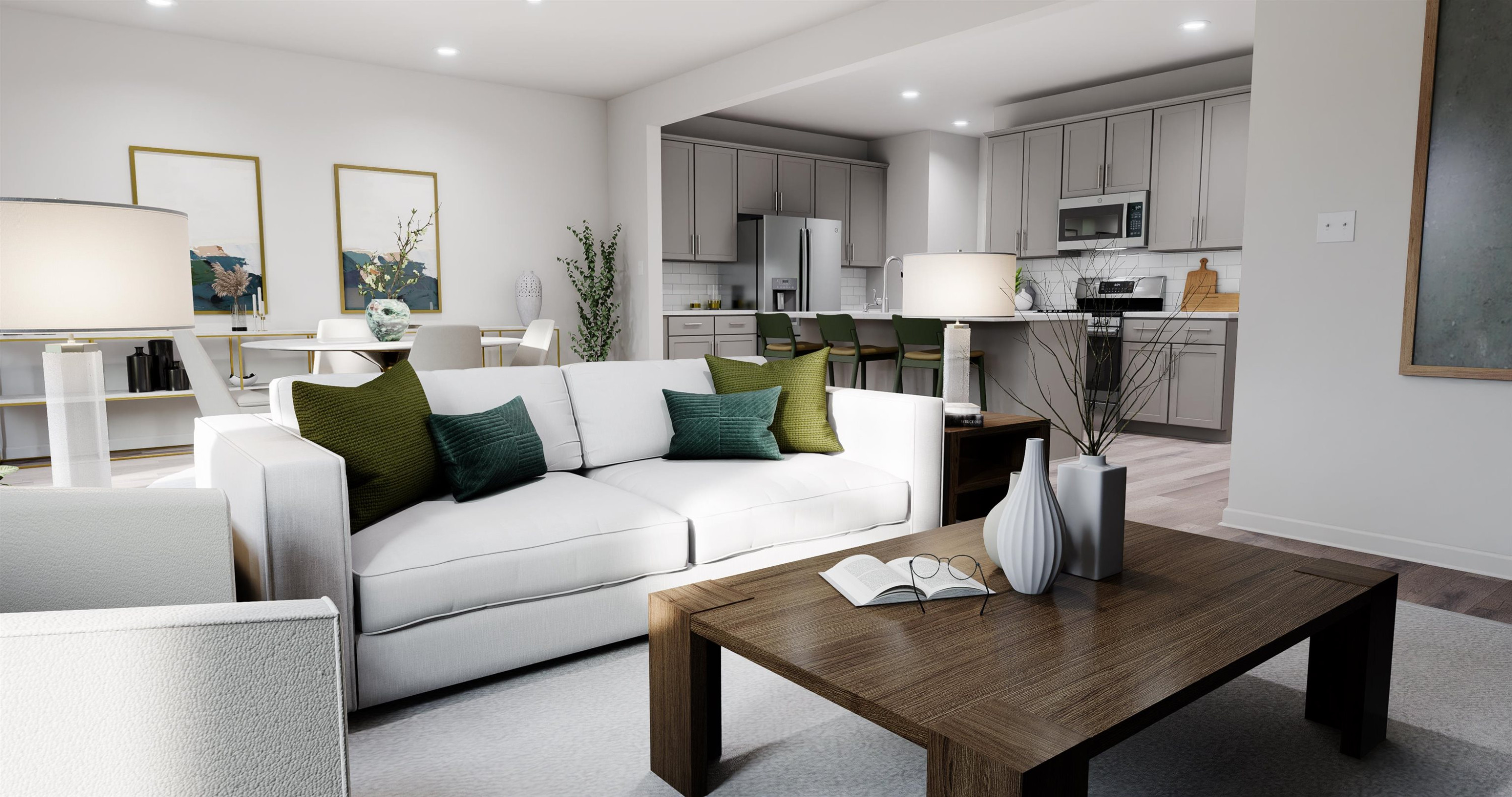 To Be Added, Unit 473 Apex, NC 27502 - Photo 3 of 7 a living room with kitchen island furniture and a wooden floor