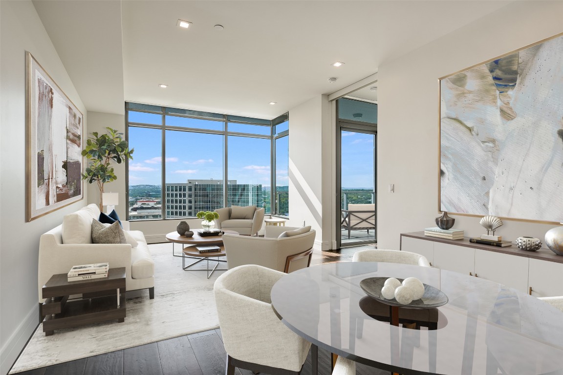 501 West Avenue, Unit 1802 Austin, TX 78701 - Photo 2 of 35 a living room with furniture and a large window