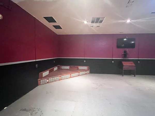 a room with pool table