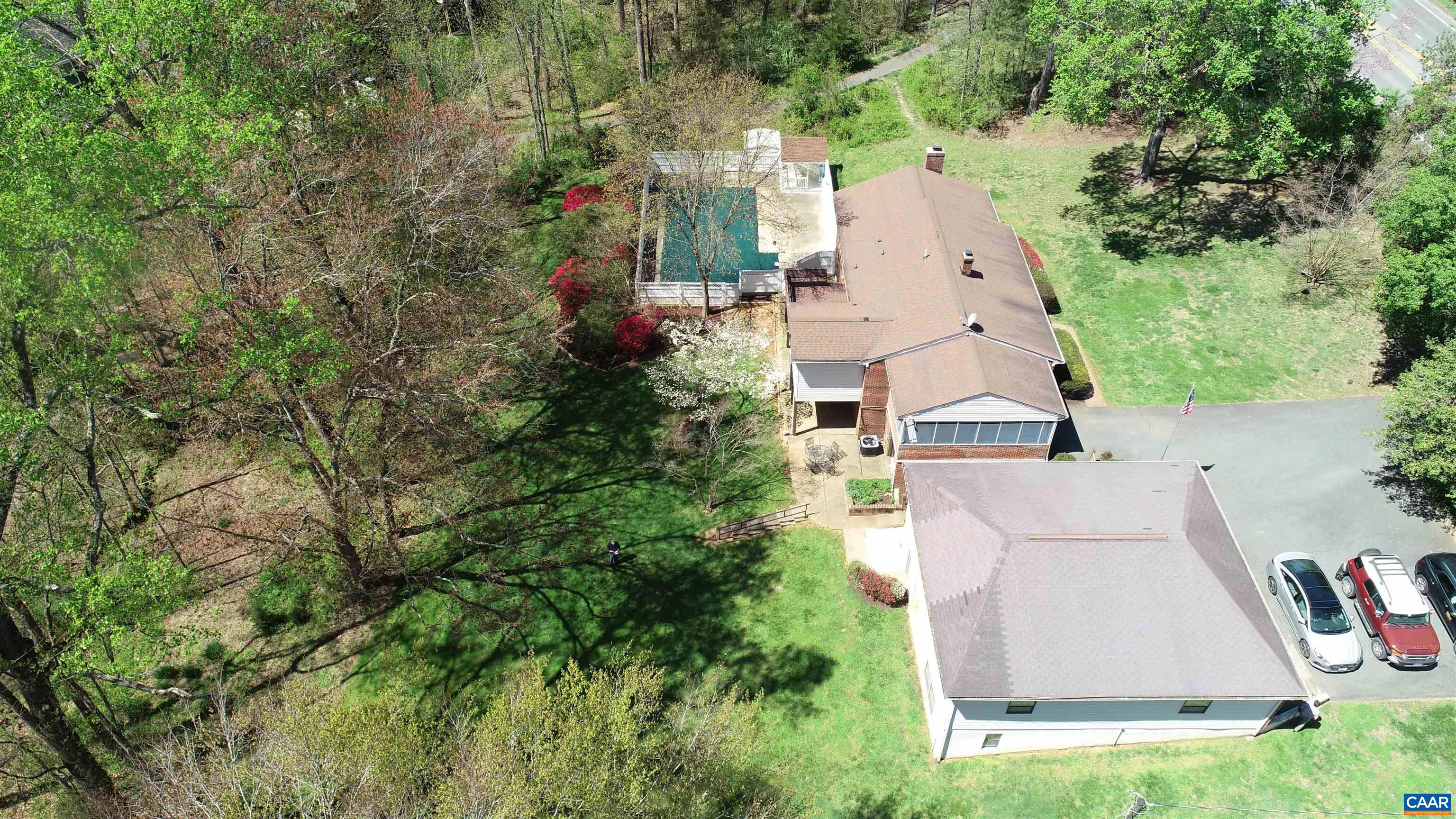 3515 Richmond Road Keswick, VA 22947 - Photo 37 of 47 an aerial view of residential house with outdoor space and trees all around