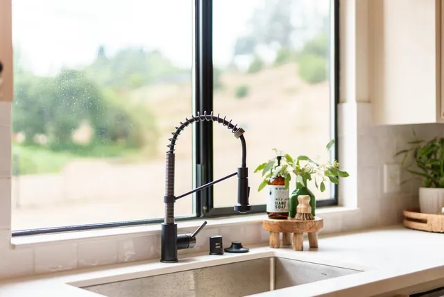 a view of center island with large window