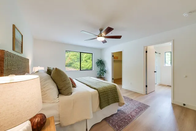 a view of a refrigerator in a kitchen