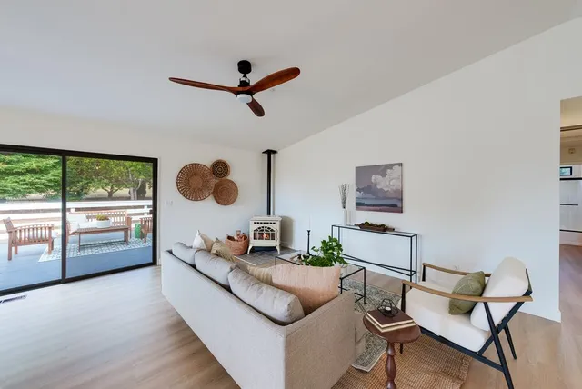 a living room with furniture