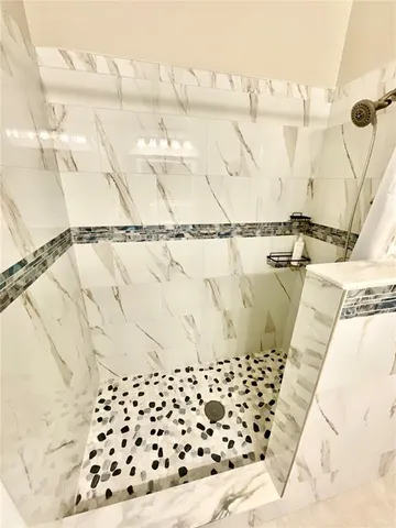 a bathroom with a shower