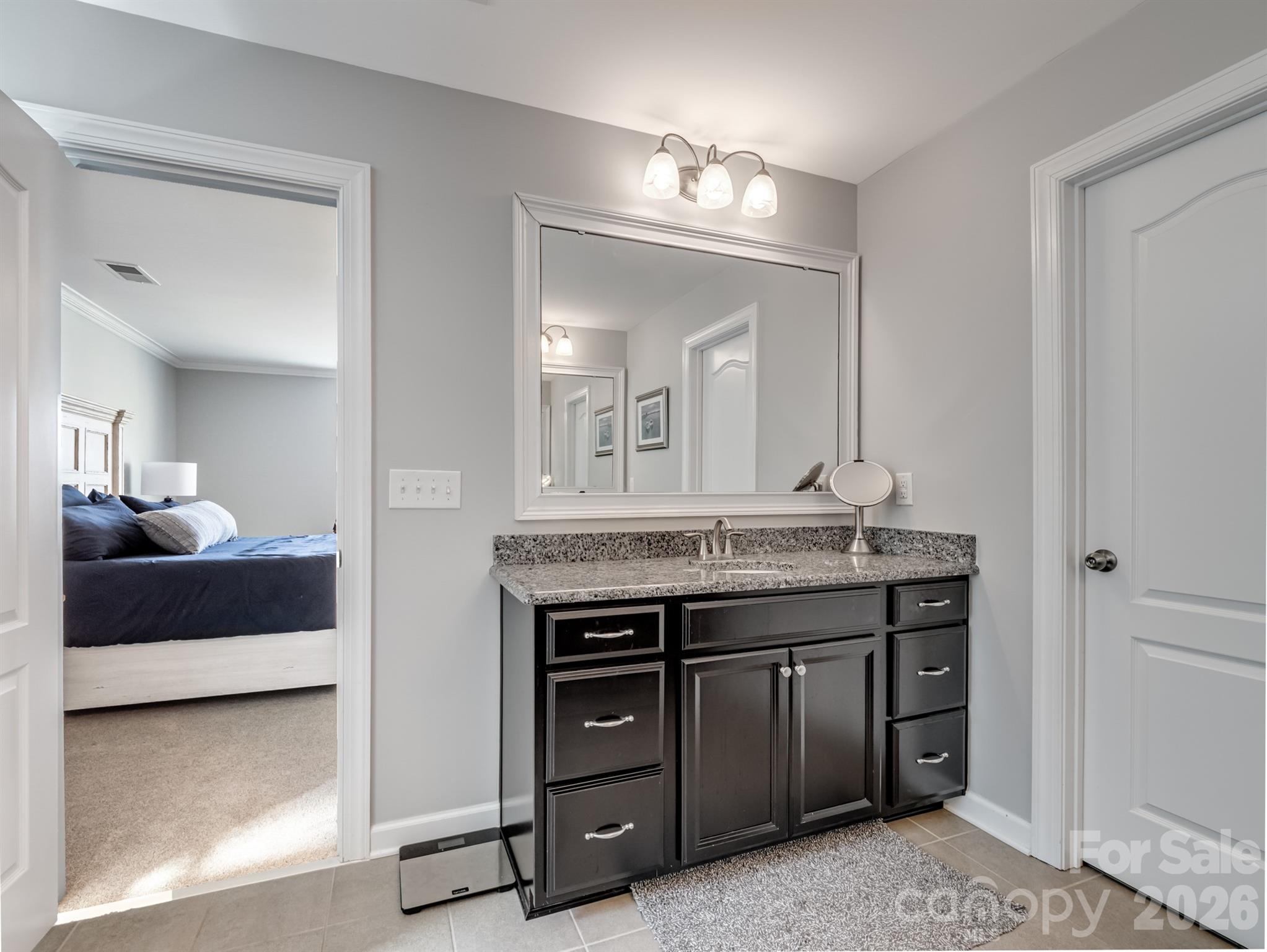 1982 Smokey Quartz Road Davidson, NC 28036 - Photo 24 of 43 a spacious bathroom with a granite countertop sink a mirror and a vanity