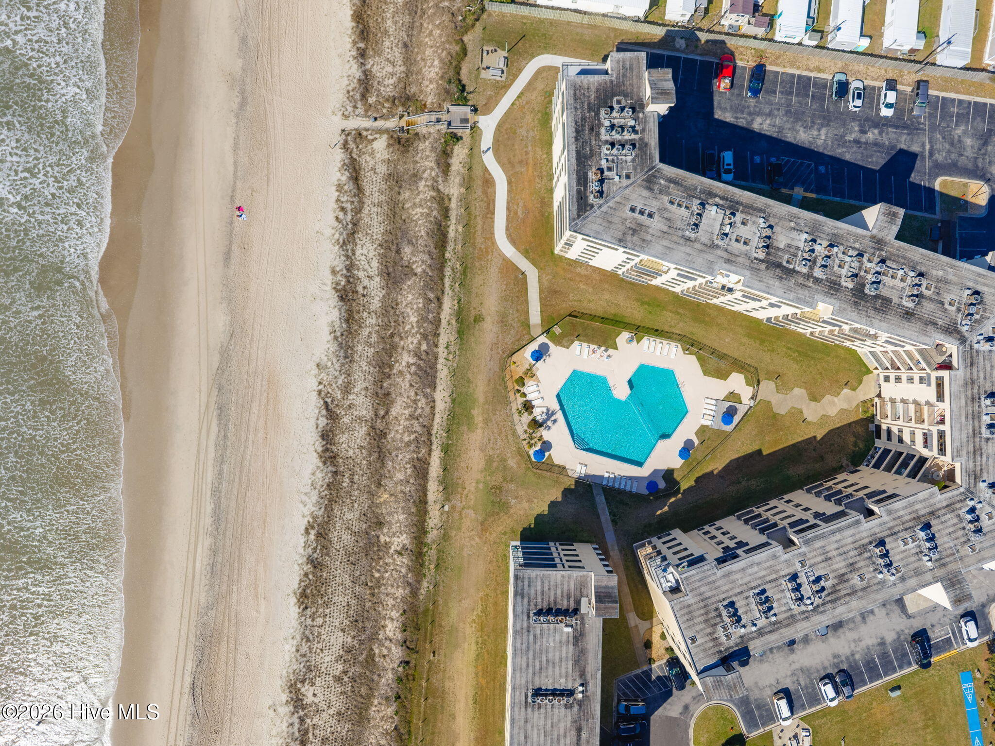 1505 Salter Path Road, Unit 603J Indian Beach, NC 28512 - Photo 47 of 50 Drone shot of Building B and pool
