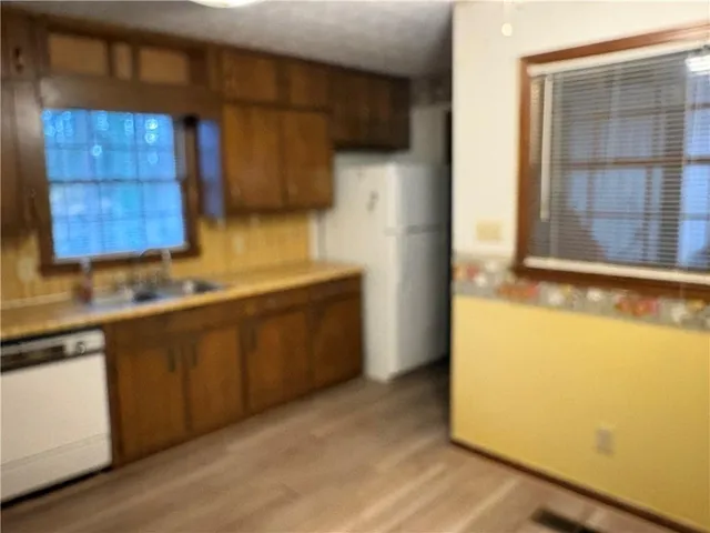 a bathroom with a shower curtain