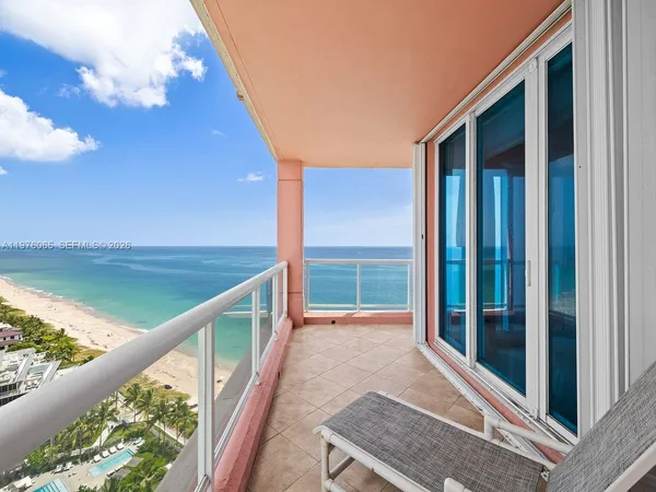 a view of balcony with ocean view