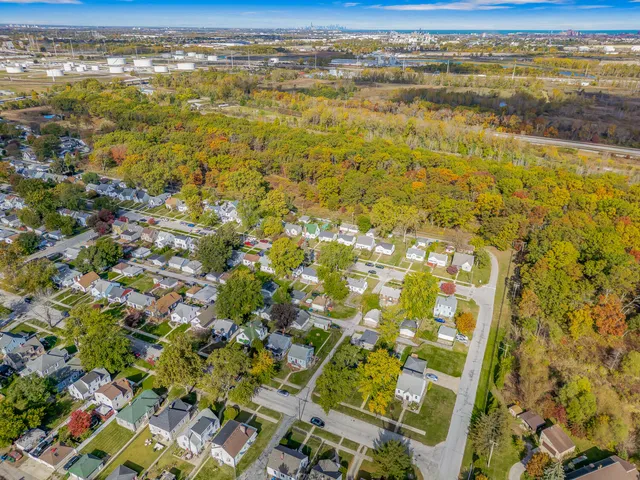 an aerial view of multiple house