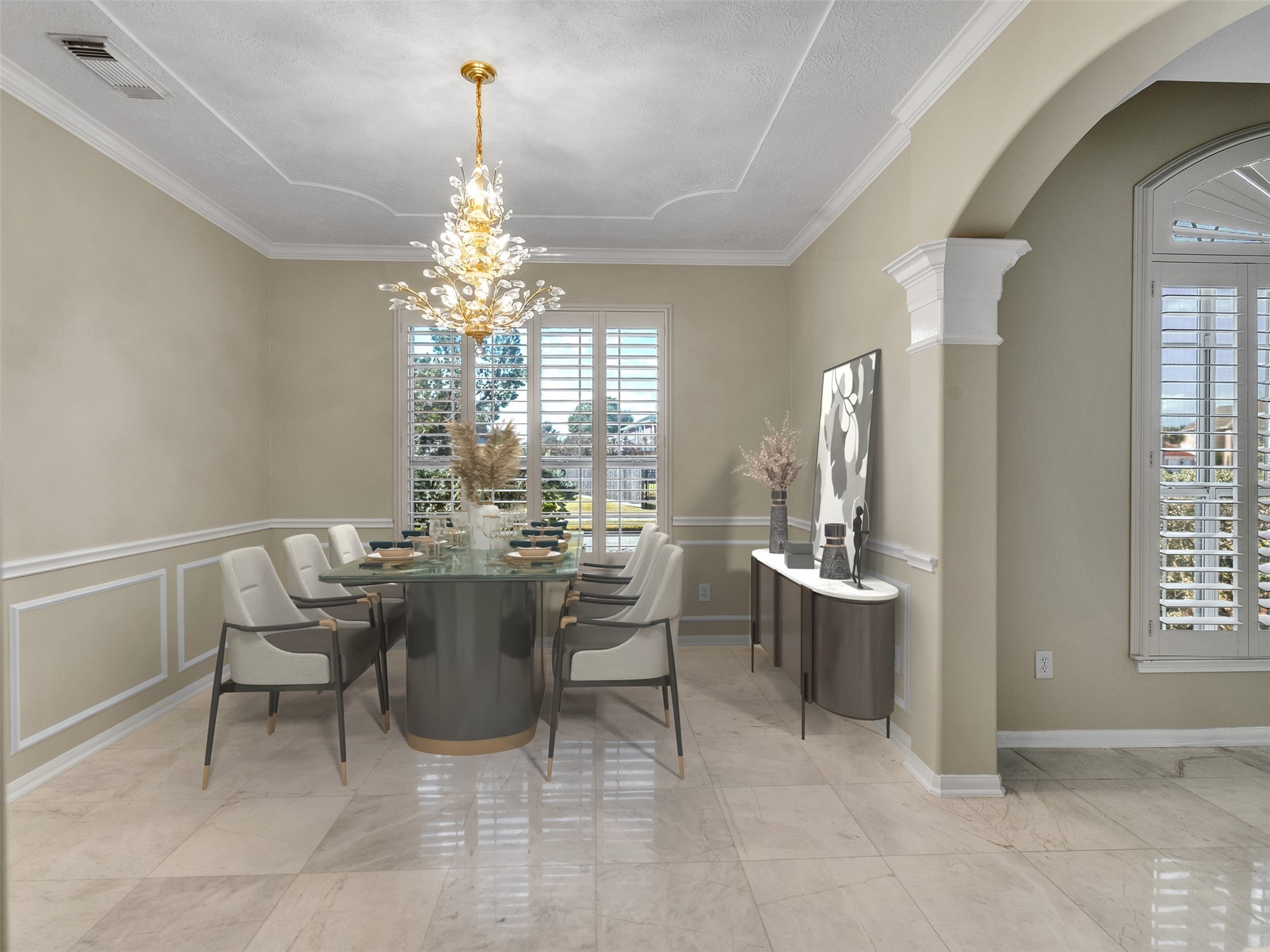 4414 Santee Drive Baytown, TX 77521 - Photo 9 of 50 a view of a dining room with furniture and chandelier
