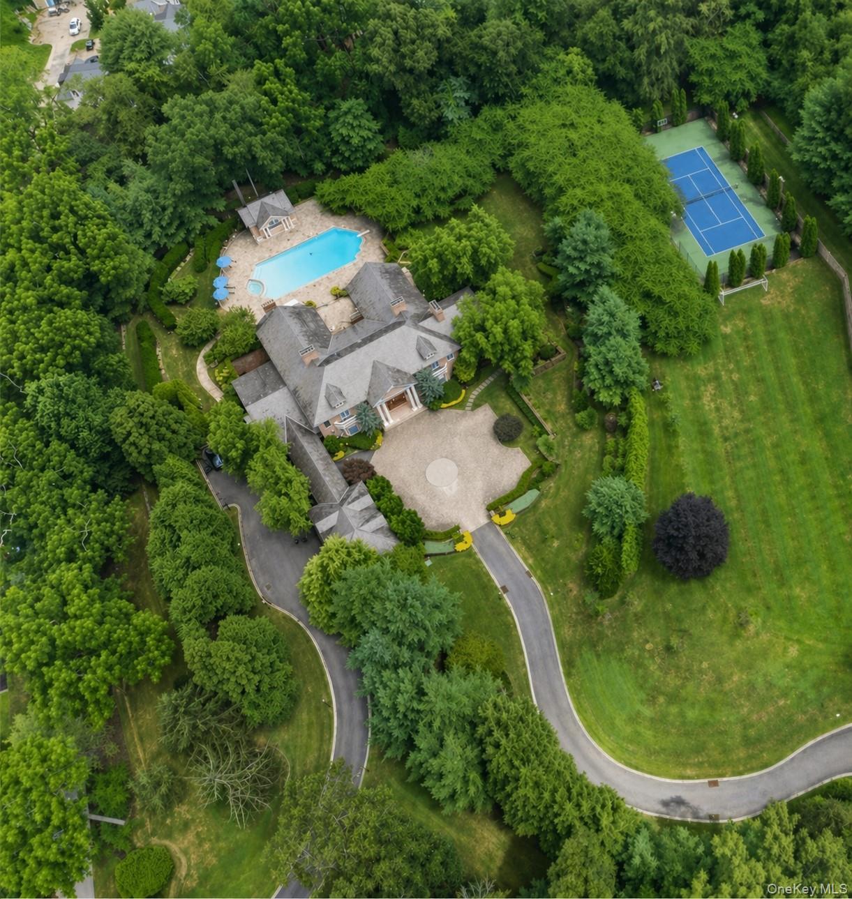 an aerial view of a house