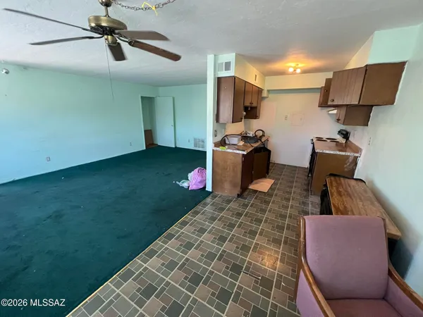 a living room with furniture