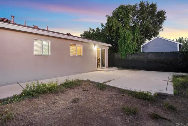a view of a porch with a door