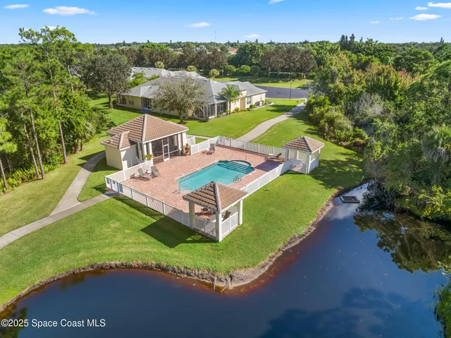 an aerial view of a house