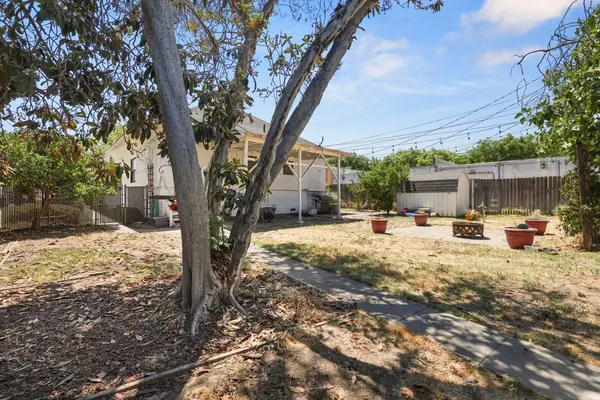 a view of backyard of the house