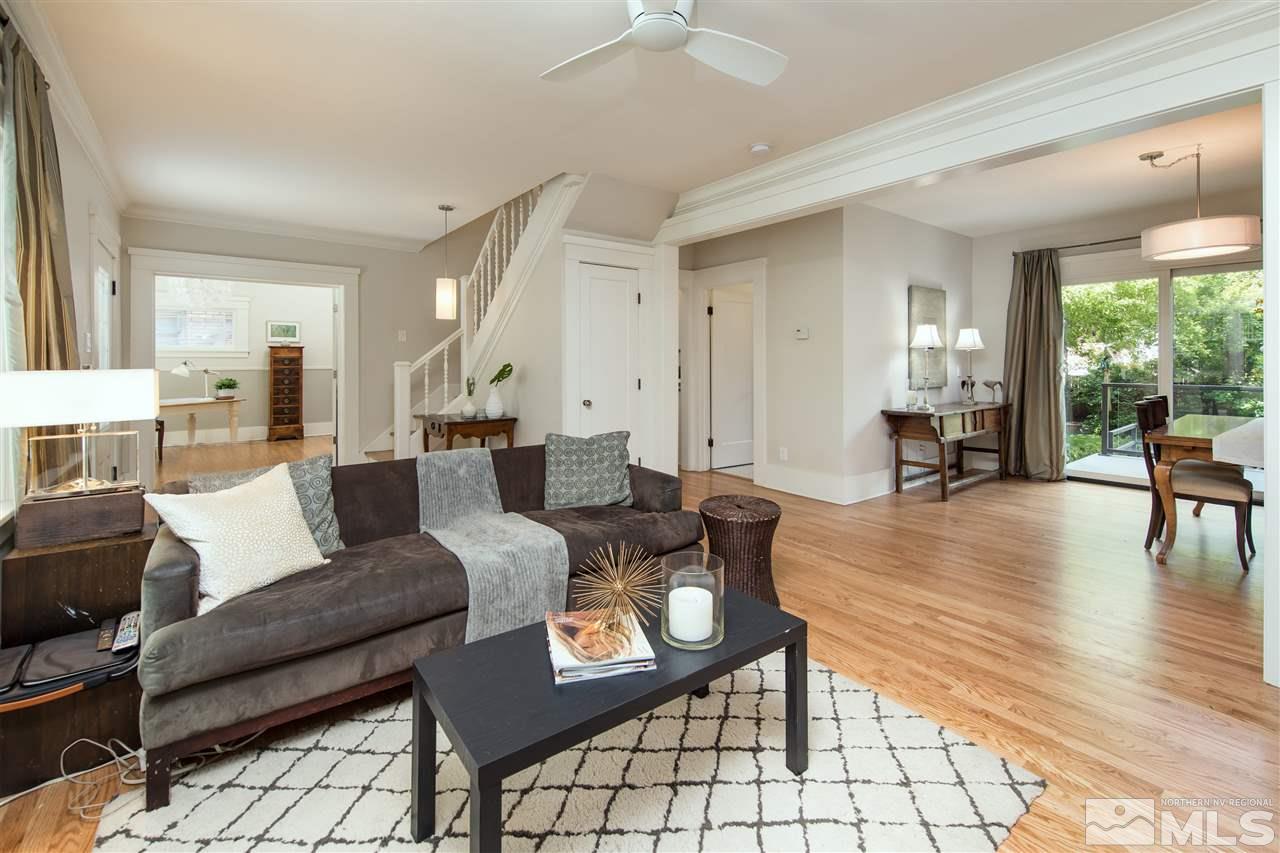 613 Gordon Avenue Reno, NV 89509 - Photo 3 of 16 a living room with fireplace furniture and a wooden floor