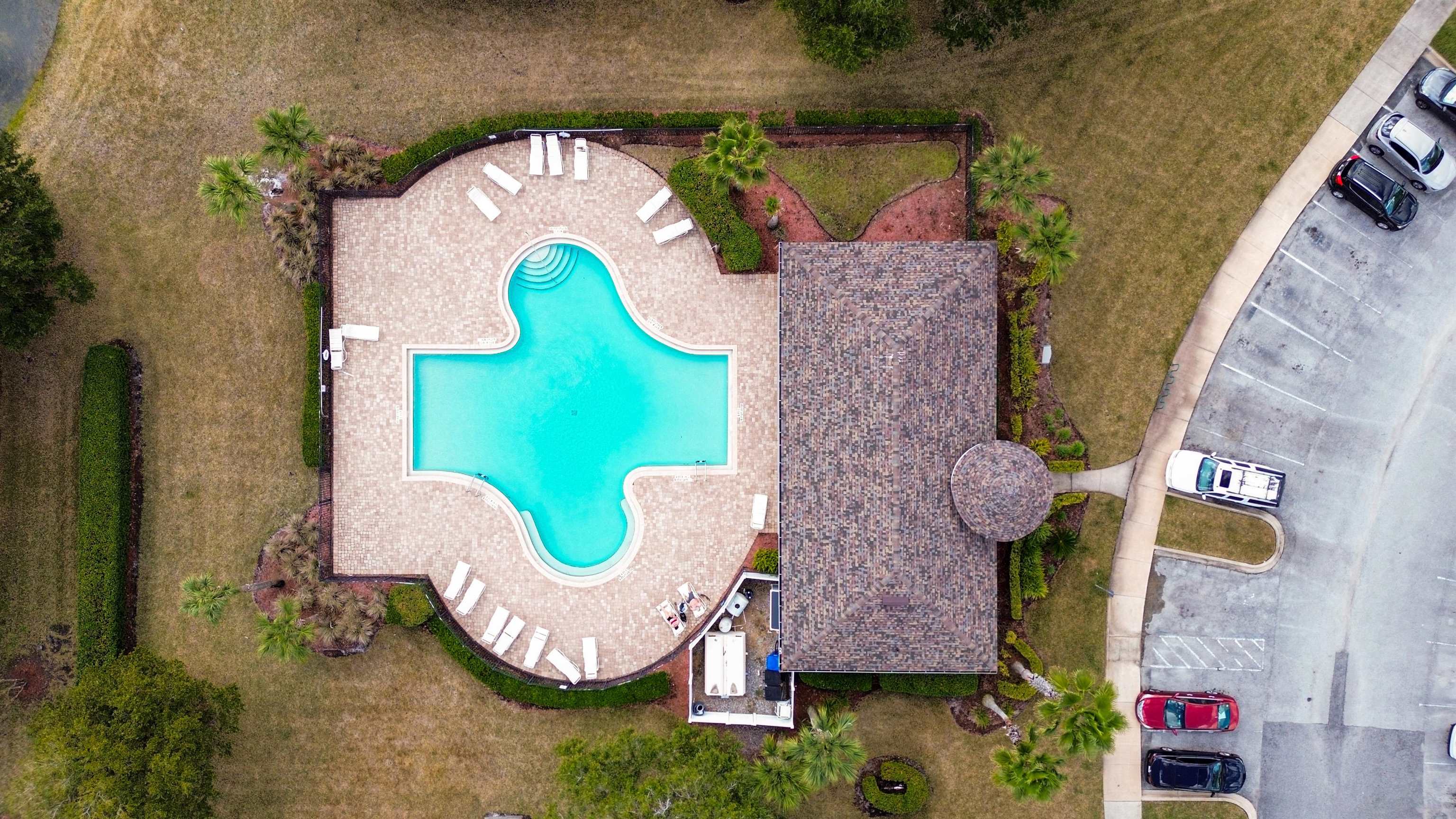 875 Scrub Jay Drive St. Augustine, FL 32092 - Photo 19 of 28 an aerial view of a house with a swimming pool and outdoor seating