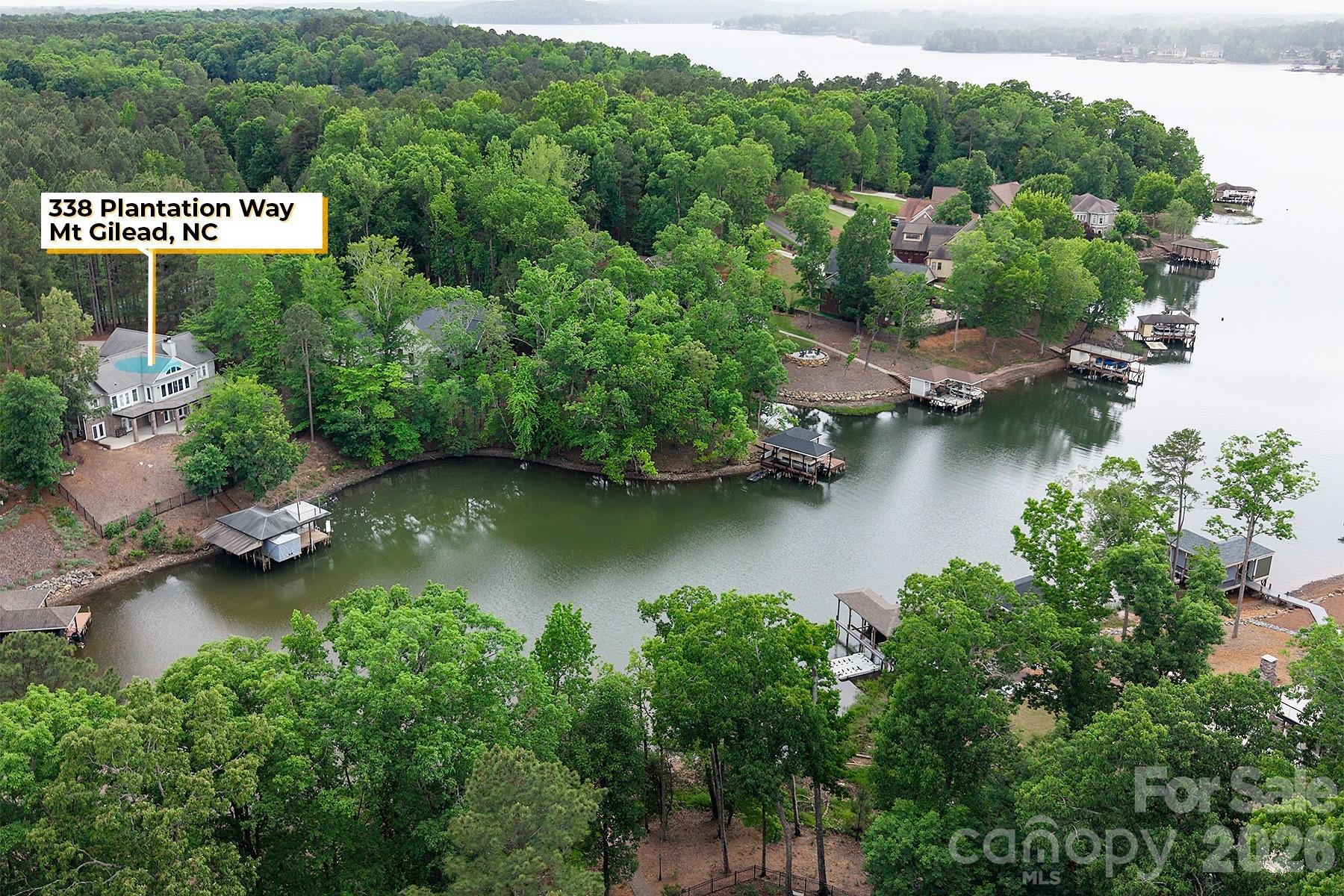 338 PLANTATION Way Mount Gilead, NC 27306 - Photo 4 of 48 an aerial view of a houses with swimming pool and outdoor space