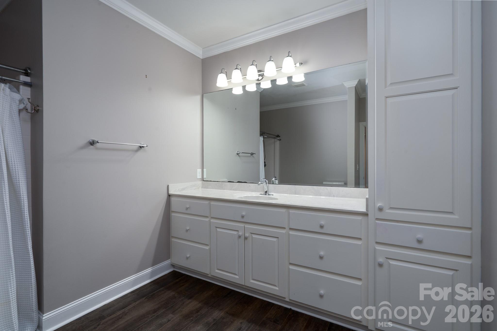 338 PLANTATION Way Mount Gilead, NC 27306 - Photo 44 of 48 a bathroom with a double vanity sink and a mirror