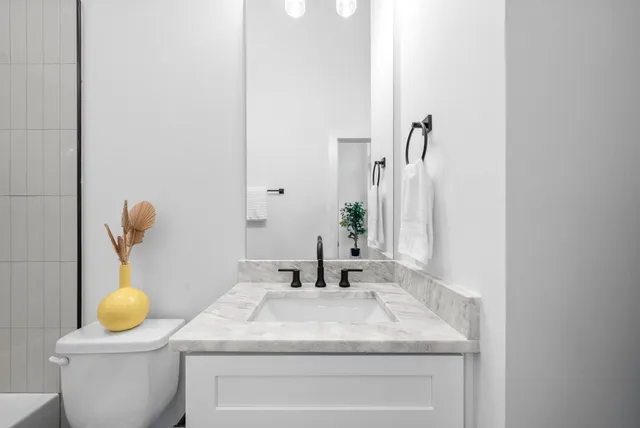 a bathroom with a tub