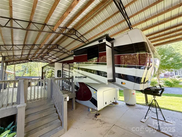 a view of porch with seating space