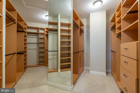 a view of walk in closet with empty racks
