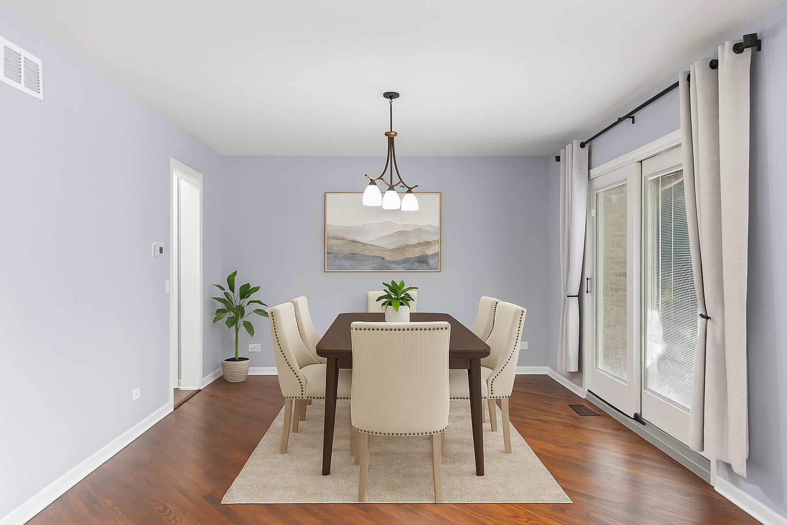 5509 Aspen Avenue Downers Grove, IL 60515 - Photo 12 of 38 a dining room with furniture wooden floor and a chandelier