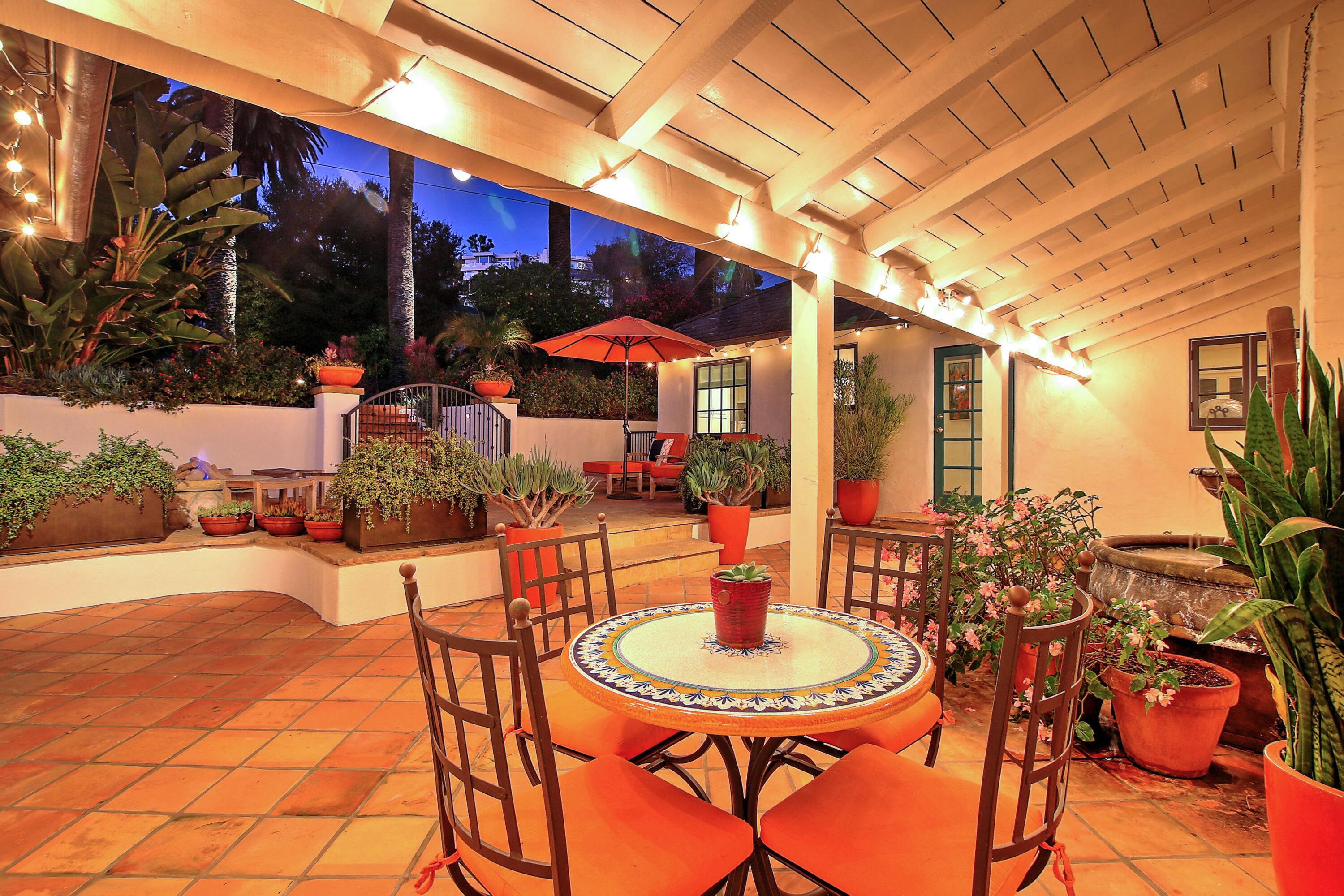 815 Tye Road Santa Barbara, CA 93105 - Photo 13 of 27 NITE COURTYARD TO PALMS