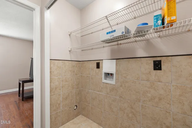 a close view of a bathroom