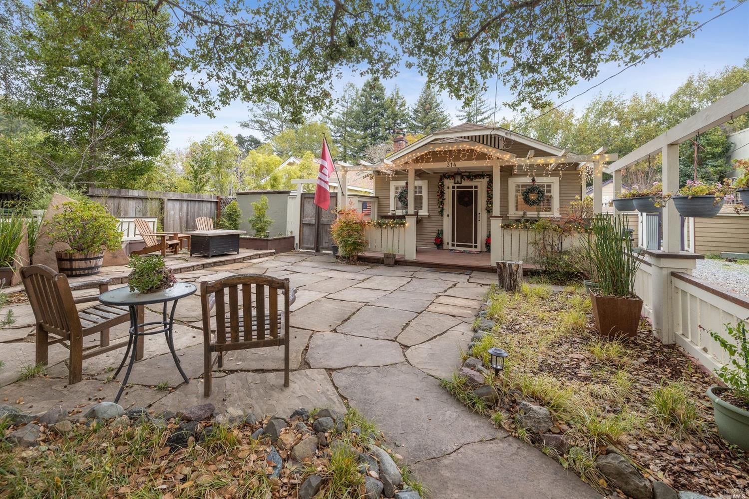314 Butterfield Road San Anselmo, CA 94960 - Photo 1 of 1 Lovely stone patio for relaxing with family and friends at entry to main residence