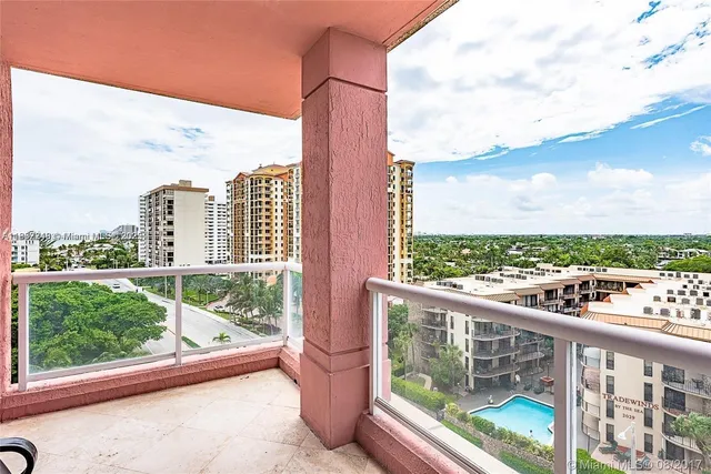 a view of a city from a balcony