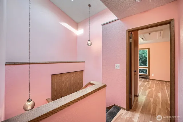 a hallway with mirror